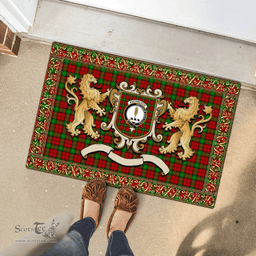 Scottish Auchinleck Or Affleck Clan Tartan Badge Rampant Lion Tartan Plaid Doormat Scottish Plaid Tartan Plaid - ScotsTee - scotstee.com