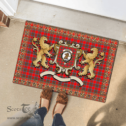 Scottish Binning Of Wallifoord Clan Tartan Badge Rampant Lion Tartan Plaid Doormat Scottish Plaid Tartan Plaid - ScotsTee - scotstee.com