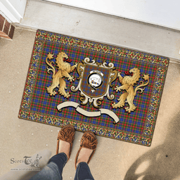Scottish Bethune Clan Tartan Badge Rampant Lion Tartan Plaid Doormat Scottish Plaid Tartan Plaid - ScotsTee - scotstee.com