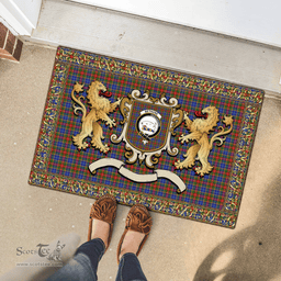 Scottish Bethune Clan Tartan Badge Rampant Lion Tartan Plaid Doormat Scottish Plaid Tartan Plaid - ScotsTee - scotstee.com