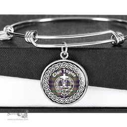 Taylor Crest Clan Scotland Tartan Plaid Charm Circle Bangle Bracelet Jewelry Gift For Women