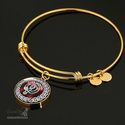 Menzies Crest Clan Scotland Tartan Plaid Charm Circle Bangle Bracelet Jewelry Gift For Women