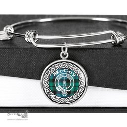 McCoy Crest Clan Scotland Tartan Plaid Charm Circle Bangle Bracelet Jewelry Gift For Women
