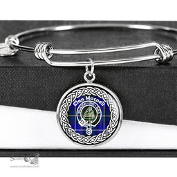 Macneil Crest Clan Scotland Tartan Plaid Charm Circle Bangle Bracelet Jewelry Gift For Women