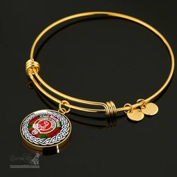 MacNicol Crest Clan Scotland Tartan Plaid Charm Circle Bangle Bracelet Jewelry Gift For Women