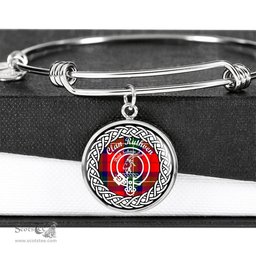 Ruthven Crest Clan Scotland Tartan Plaid Charm Circle Bangle Bracelet Jewelry Gift For Women