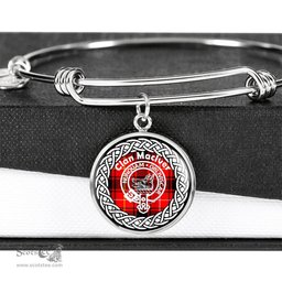 Maclver Crest Clan Scotland Tartan Plaid Charm Circle Bangle Bracelet Jewelry Gift For Women