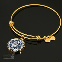 Napier Crest Clan Scotland Tartan Plaid Charm Circle Bangle Bracelet Jewelry Gift For Women