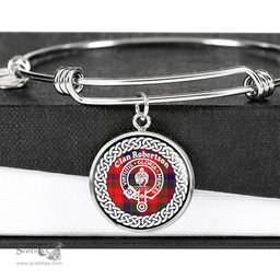 Robertson Crest Clan Scotland Tartan Plaid Charm Circle Bangle Bracelet Jewelry Gift For Women