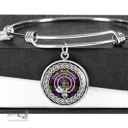 McDonald Crest Clan Scotland Tartan Plaid Charm Circle Bangle Bracelet Jewelry Gift For Women