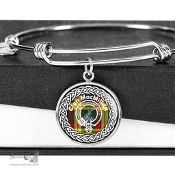 MacMillan Crest Clan Scotland Tartan Plaid Charm Circle Bangle Bracelet Jewelry Gift For Women
