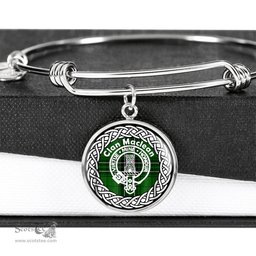 Maclean Crest Clan Scotland Tartan Plaid Charm Circle Bangle Bracelet Jewelry Gift For Women