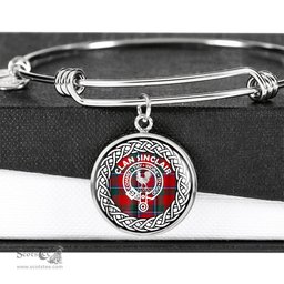 Sinclair Crest Clan Scotland Tartan Plaid Charm Circle Bangle Bracelet Jewelry Gift For Women