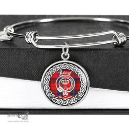 Reed Crest Clan Scotland Tartan Plaid Charm Circle Bangle Bracelet Jewelry Gift For Women