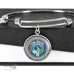 Ralston Crest Clan Scotland Tartan Plaid Charm Circle Bangle Bracelet Jewelry Gift For Women