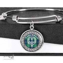 Shaw Crest Clan Scotland Tartan Plaid Charm Circle Bangle Bracelet Jewelry Gift For Women