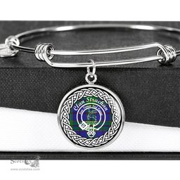 Strachan Crest Clan Scotland Tartan Plaid Charm Circle Bangle Bracelet Jewelry Gift For Women