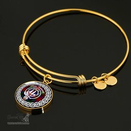 Tennant Crest Clan Scotland Tartan Plaid Charm Circle Bangle Bracelet Jewelry Gift For Women