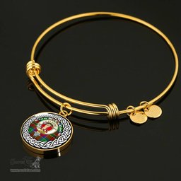 McCulloch Crest Clan Scotland Tartan Plaid Charm Circle Bangle Bracelet Jewelry Gift For Women