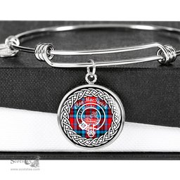 MacTavish Crest Clan Scotland Tartan Plaid Charm Circle Bangle Bracelet Jewelry Gift For Women