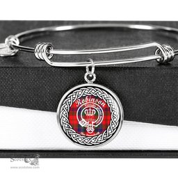 Robinson Crest Clan Scotland Tartan Plaid Charm Circle Bangle Bracelet Jewelry Gift For Women