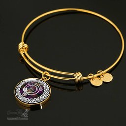 McDonald Crest Clan Scotland Tartan Plaid Charm Circle Bangle Bracelet Jewelry Gift For Women