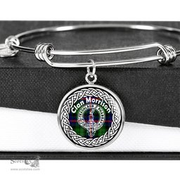 Morrison Crest Clan Scotland Tartan Plaid Charm Circle Bangle Bracelet Jewelry Gift For Women