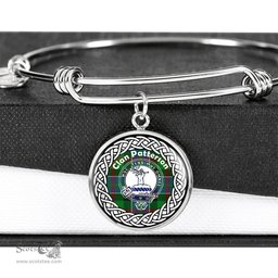 Patterson Crest Clan Scotland Tartan Plaid Charm Circle Bangle Bracelet Jewelry Gift For Women