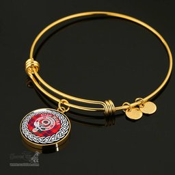 Ross Crest Clan Scotland Tartan Plaid Charm Circle Bangle Bracelet Jewelry Gift For Women