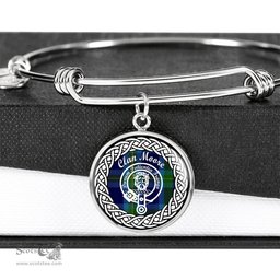 Moore Crest Clan Scotland Tartan Plaid Charm Circle Bangle Bracelet Jewelry Gift For Women