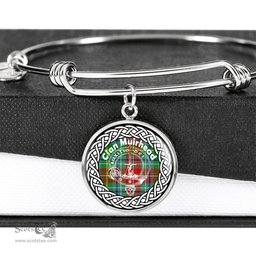 Muirhead Crest Clan Scotland Tartan Plaid Charm Circle Bangle Bracelet Jewelry Gift For Women