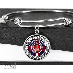 Maclachlan Crest Clan Scotland Tartan Plaid Charm Circle Bangle Bracelet Jewelry Gift For Women
