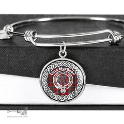 MacBean Crest Clan Scotland Tartan Plaid Charm Circle Bangle Bracelet Jewelry Gift For Women