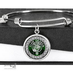 Graham Crest Clan Scotland Tartan Plaid Charm Circle Bangle Bracelet Jewelry Gift For Women