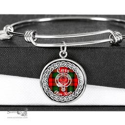 Carr Crest Clan Scotland Tartan Plaid Charm Circle Bangle Bracelet Jewelry Gift For Women