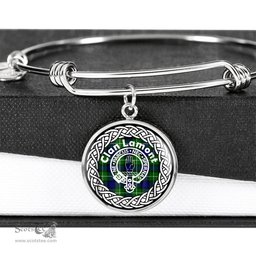 Lamont Crest Clan Scotland Tartan Plaid Charm Circle Bangle Bracelet Jewelry Gift For Women