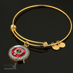 Mackintosh Crest Clan Scotland Tartan Plaid Charm Circle Bangle Bracelet Jewelry Gift For Women