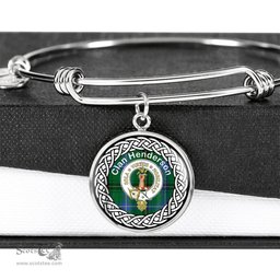 Henderson Old Crest Clan Scotland Tartan Plaid Charm Circle Bangle Bracelet Jewelry Gift For Women