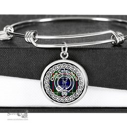 Colquhoun Crest Clan Scotland Tartan Plaid Charm Circle Bangle Bracelet Jewelry Gift For Women
