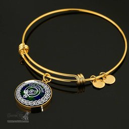 Campbell Crest Clan Scotland Tartan Plaid Charm Circle Bangle Bracelet Jewelry Gift For Women