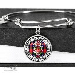 Gillies Crest Clan Scotland Tartan Plaid Charm Circle Bangle Bracelet Jewelry Gift For Women