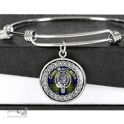 MacLaren Crest Clan Scotland Tartan Plaid Charm Circle Bangle Bracelet Jewelry Gift For Women