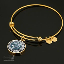 Douglas Crest Clan Scotland Tartan Plaid Charm Circle Bangle Bracelet Jewelry Gift For Women