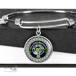 Campbell Of Breadalbane Crest Clan Scotland Tartan Plaid Charm Circle Bangle Bracelet Jewelry Gift For Women