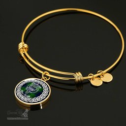 Dickson Crest Clan Scotland Tartan Plaid Charm Circle Bangle Bracelet Jewelry Gift For Women