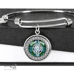 Lyon Crest Clan Scotland Tartan Plaid Charm Circle Bangle Bracelet Jewelry Gift For Women