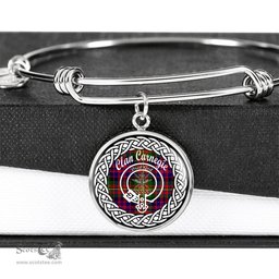 Carnegie Crest Clan Scotland Tartan Plaid Charm Circle Bangle Bracelet Jewelry Gift For Women