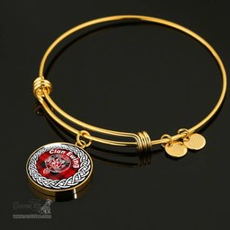 Ewing Crest Clan Scotland Tartan Plaid Charm Circle Bangle Bracelet Jewelry Gift For Women