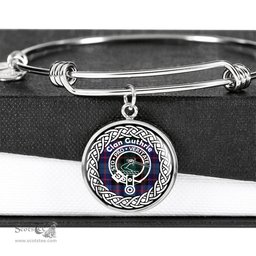 Guthrie Crest Clan Scotland Tartan Plaid Charm Circle Bangle Bracelet Jewelry Gift For Women