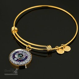 Guthrie Crest Clan Scotland Tartan Plaid Charm Circle Bangle Bracelet Jewelry Gift For Women